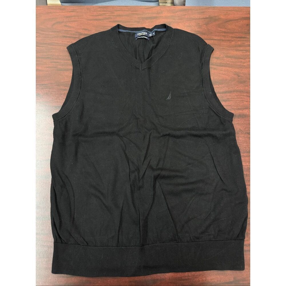 Nautica Luxury Performance Black Sleeveless Mens Sweater Size X-Large